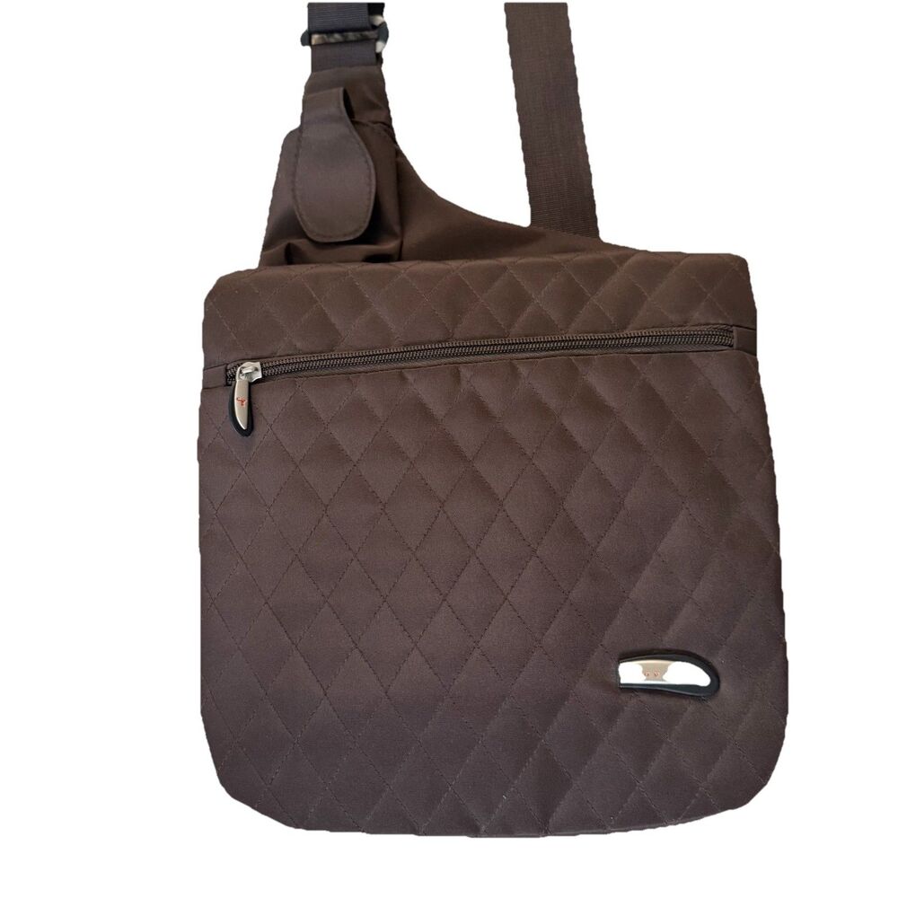 TRAVELON Brown‎ Crossbody Messenger Shoulder Anti-Theft Travel Assessories NWOT - Picture 3 of 12